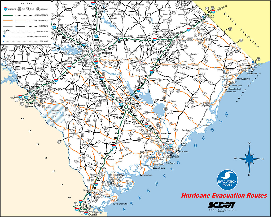 SCDOT Evacuation Route Map